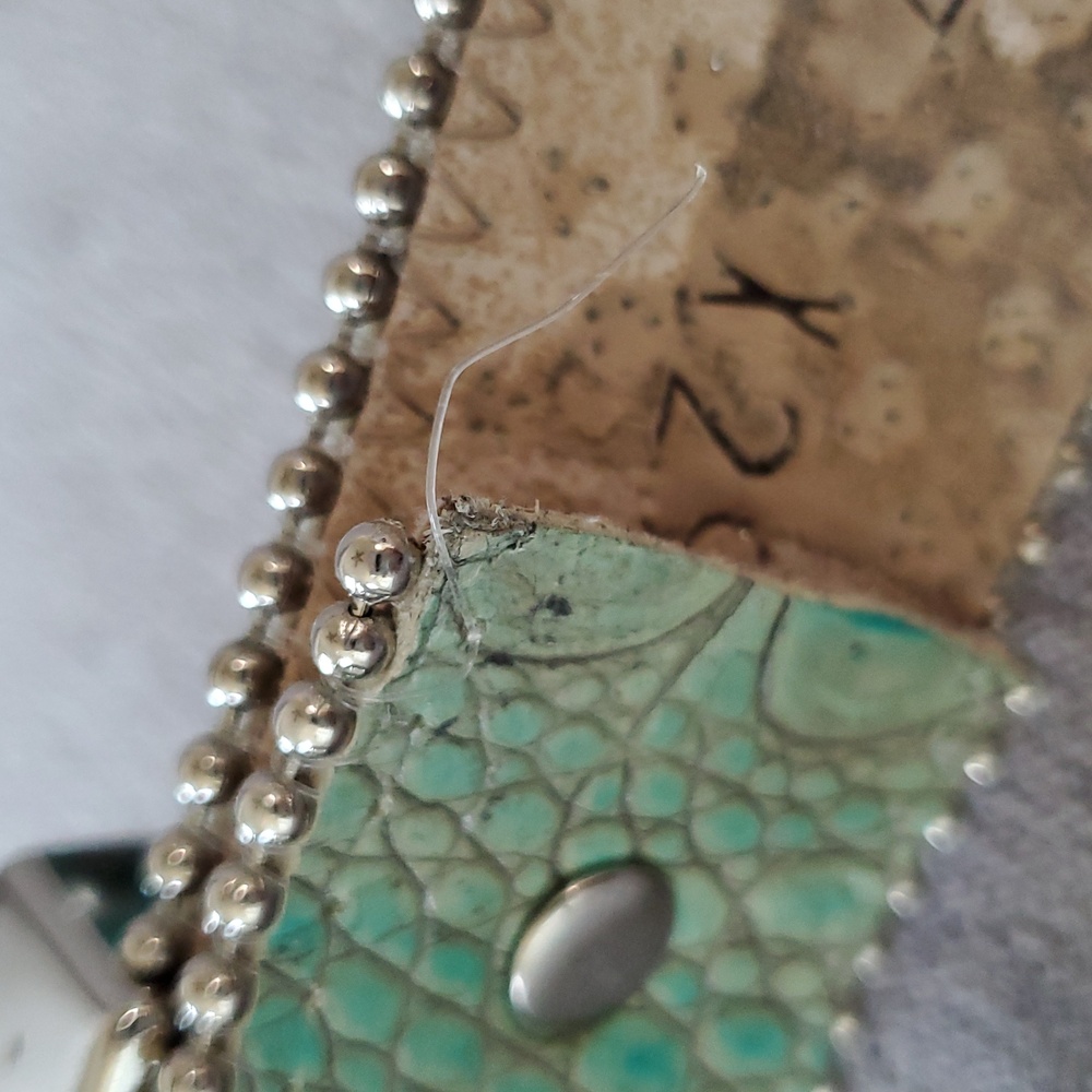 Exquisite b.b. simon Belt In Turquoise Italian Leather With Swarovski Crystals - Picture 11 of 11